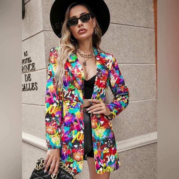 Graffiti Print Blazer - Picture 2 of 4